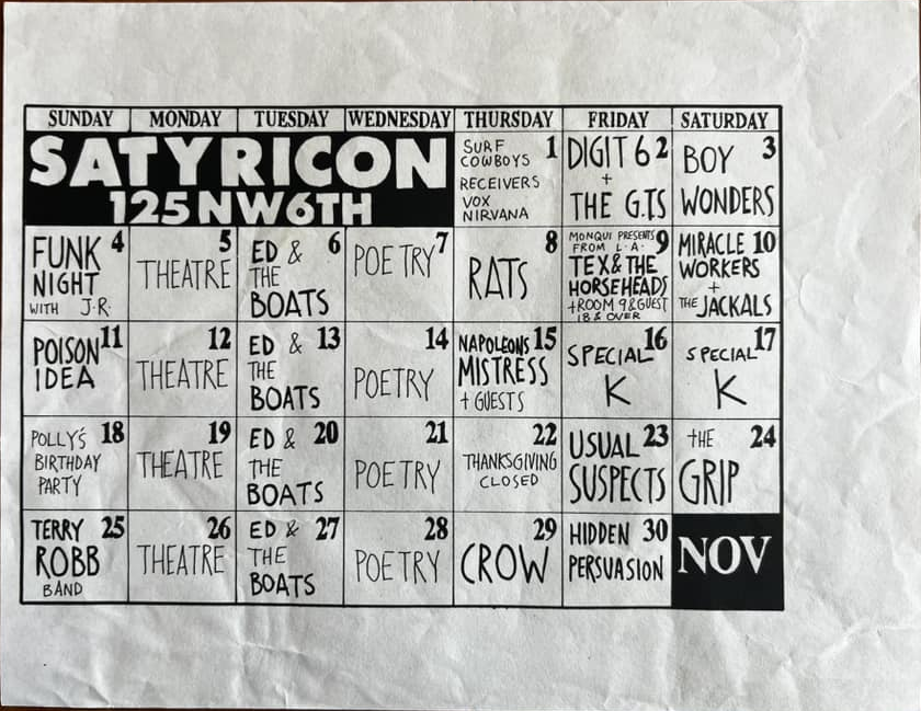 November 1984 Satyricon Calendar